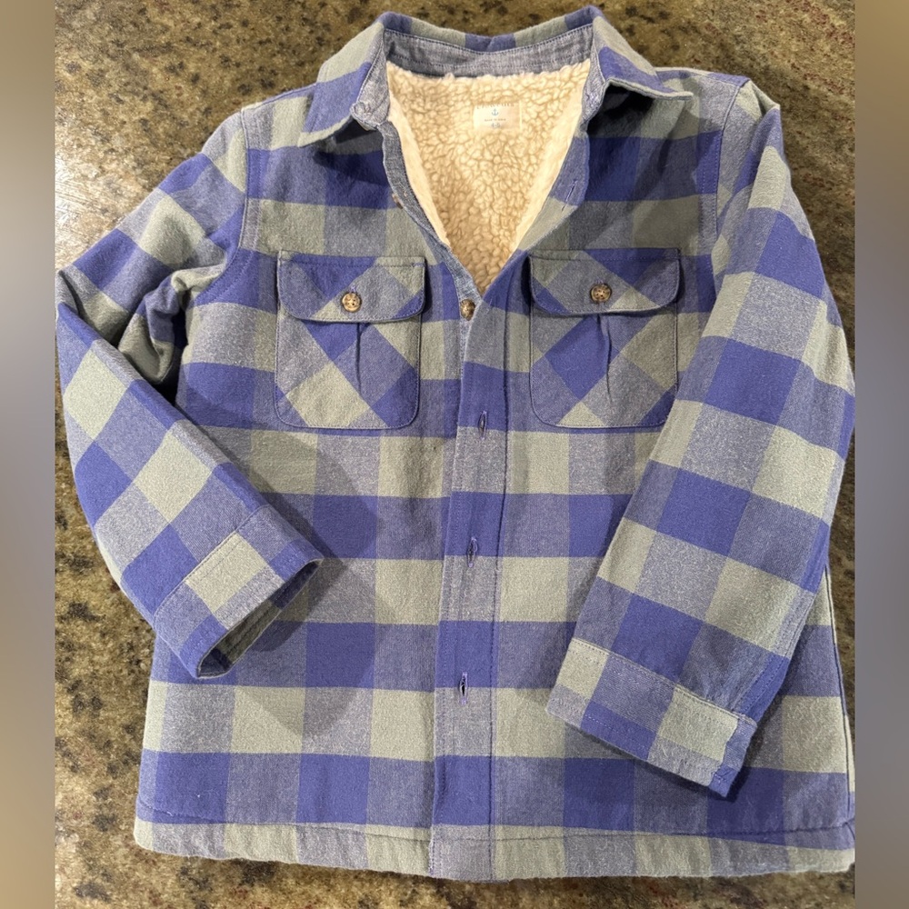 Crewcuts Blue and White Sherpa Jacket, size 4T-5T